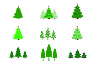 Christmas 9 Trees Bundle for Print Templates