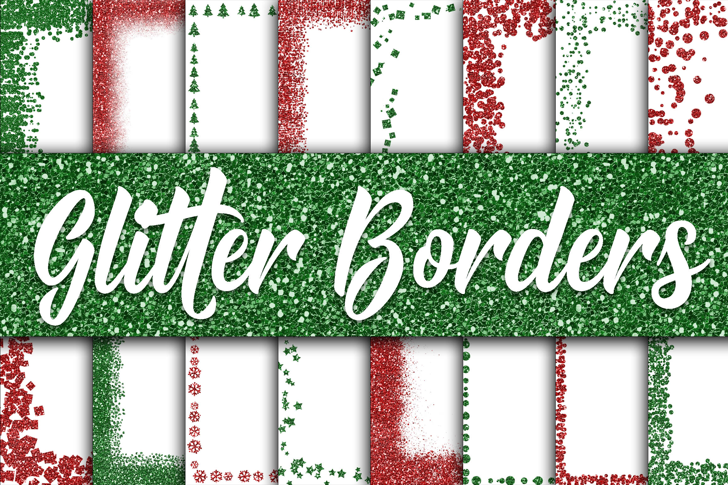 Christmas Glitter Borders Digital Paper