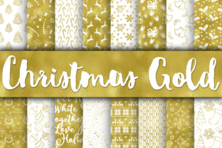 Christmas Gold Digital Papers Backgrounds