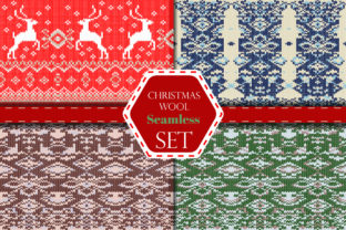 Christmas Wool Seamless Pattern Set