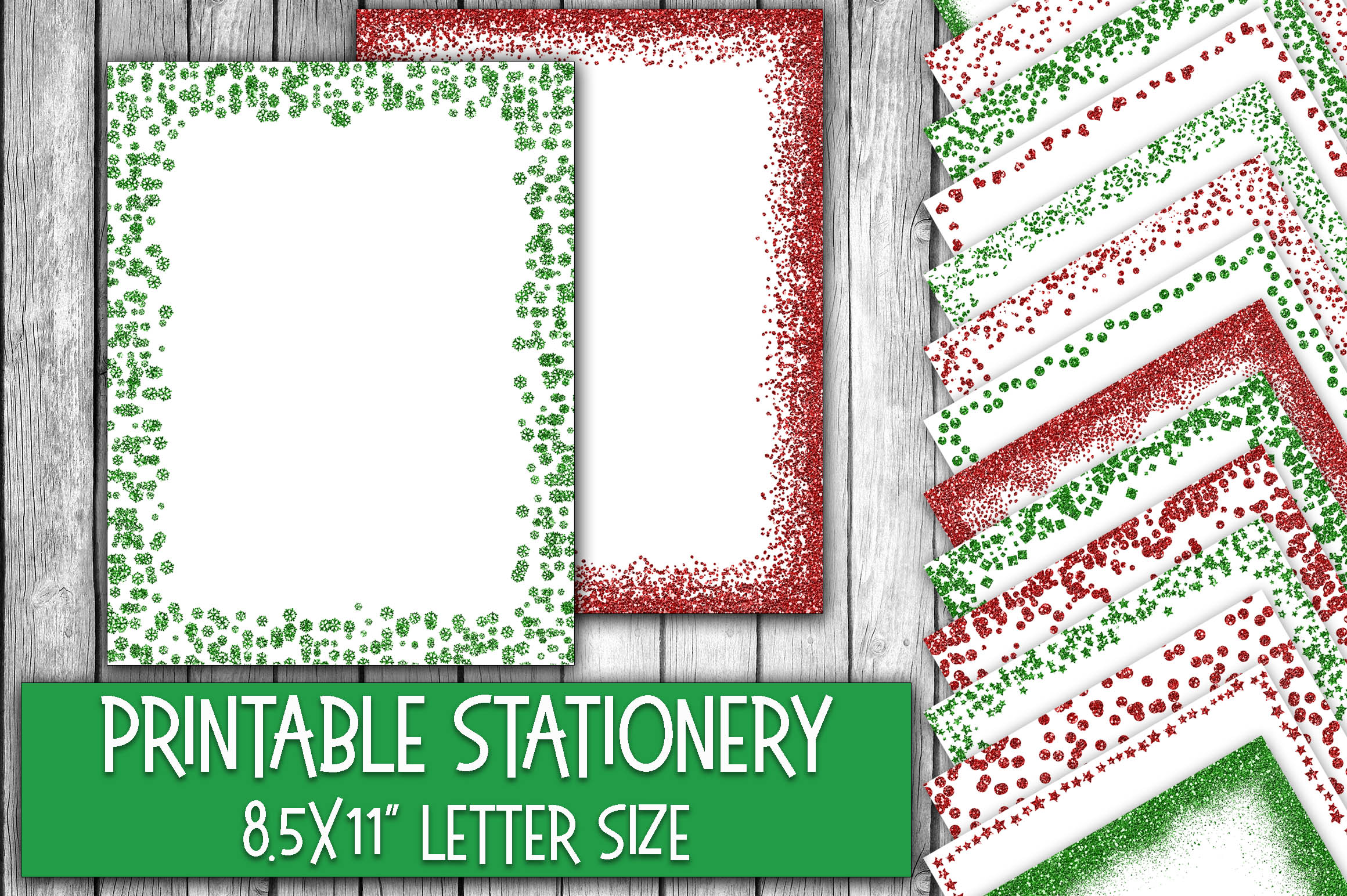 Glitter Borders for Christmas Stationery