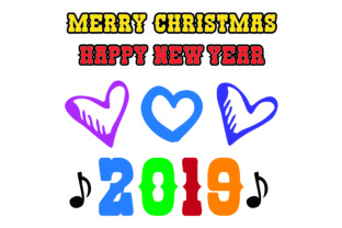 Merry Christmas Happy New Year 2019 - 15 Elements for Crafts