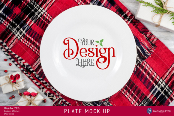 Plate Mock Up for Christmas, Holiday Styled Stock Photo - High-res
